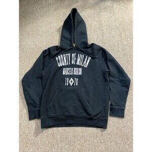 Marcelo Burlon JAK Hoodie M BLK County Of Milan 1976 Spell Out Sweatshirt